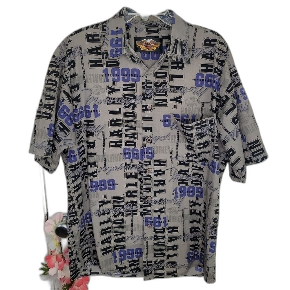 Vintage 90s Harley Davidson button down shirt size xl